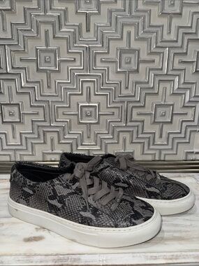 J Slides Gray Snake-Print Low-Top Platform Sneakers